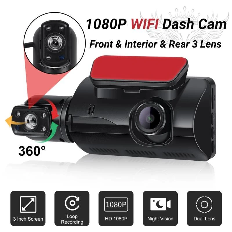 Dvr Dual Lens Dash Cam Black Box 3 Inch Wifi Dash Cam For Car Front And