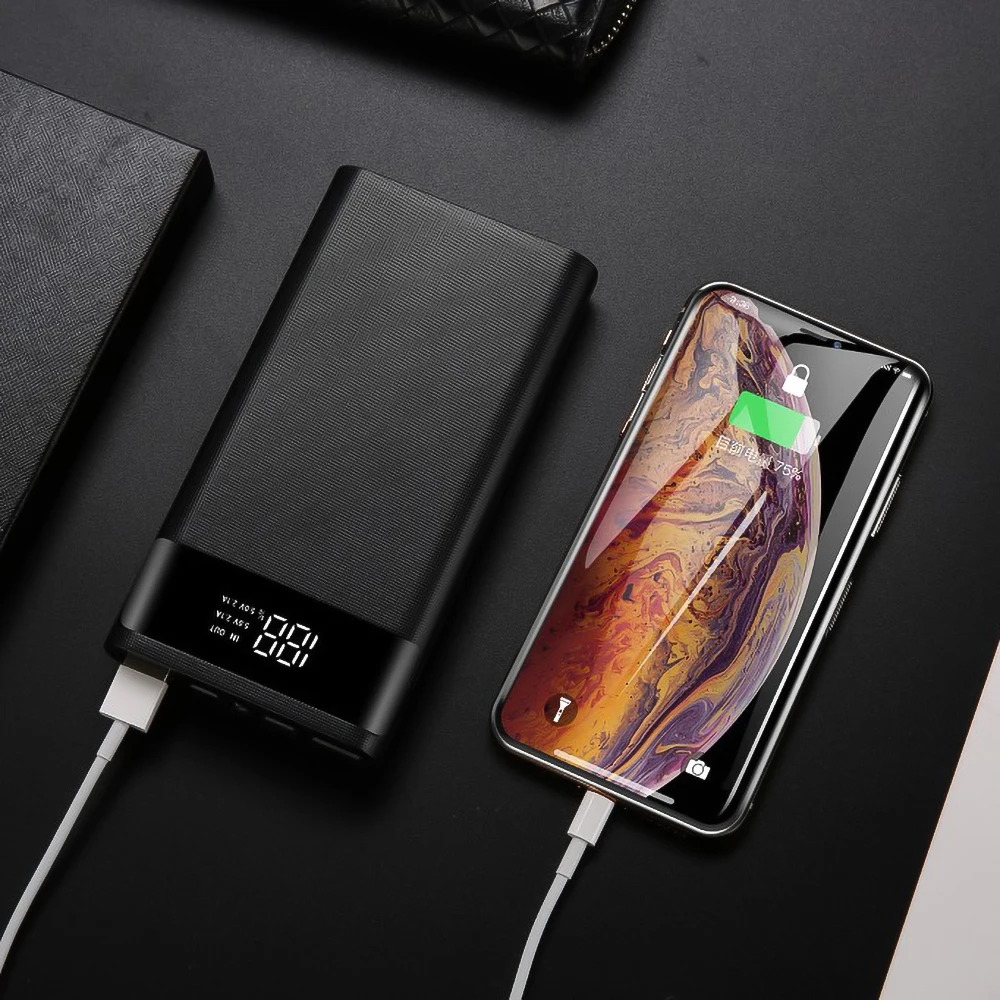 4*18650 Power Bank Case 10W 15000mAh USB Type C Battery Storage Box Without Battery Powerbank Shell For Phone Xiaomi Charging Battery Storage Box Power Bank Case Battery Power Bank Box Power Bank