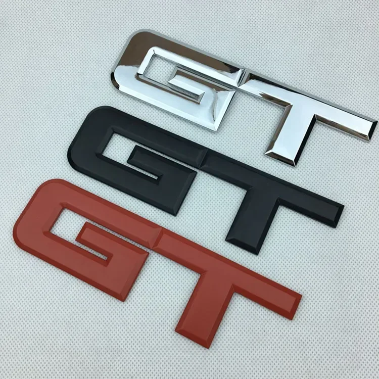 

1x18 см * 5,1 см, 3 цвета, автомобильный Стайлинг, 3D металлическая эмблема GT для передней и задней части автомобиля, значок для багажника, наклейка, логотипы, черный, красный, серебристый