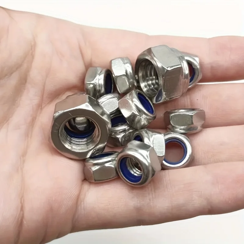 188/230/300pcs 304 Stainless Steel Lock Nut Assortment Kit Metric Nylon Insert M3 M4 M5 M6 M8 M10 M12