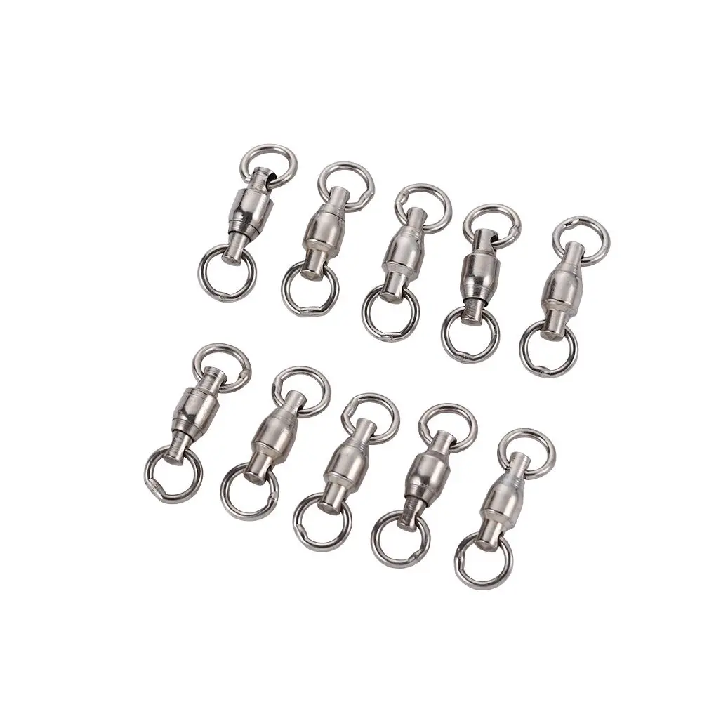 Strength Fishing Accessories Rolling With Double Rings Barrel Solid Ring Fishing Connector Swivel Ring Ball Bearing 100pcs stainless steel fishing heavy duty ball bearing swivel with solid ring connector fishhook tackle accessory tool