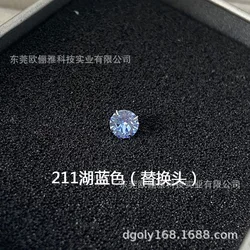 High - Quality Titanium Alloy Ear Studs with Diamond Detailing - A titanium alloy internal spiral 0.9 teeth (single (211 light lake blue 5.4mm diamond)