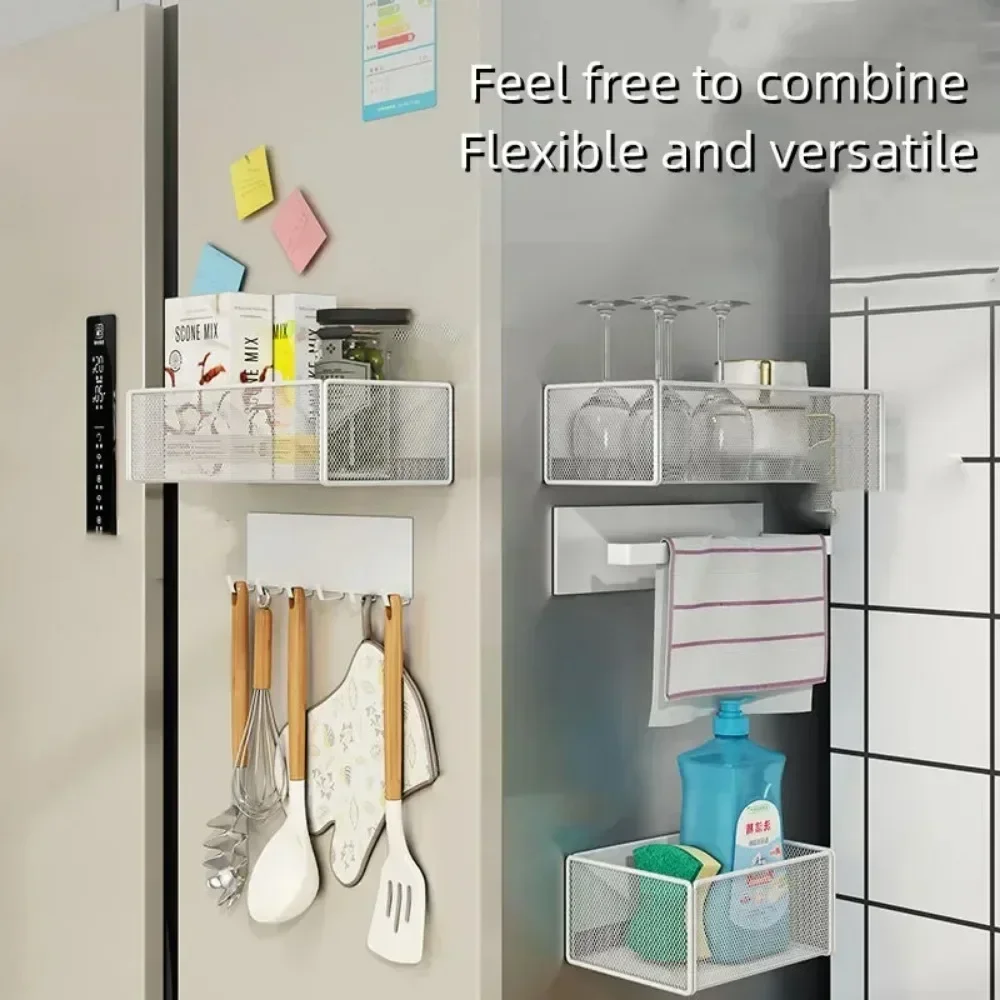 Magnetic Storage Rack Kitchen Portable School on The Bed Snack Storage Shelves Refrigerator Outer Magnet Hanging Divine Artifact