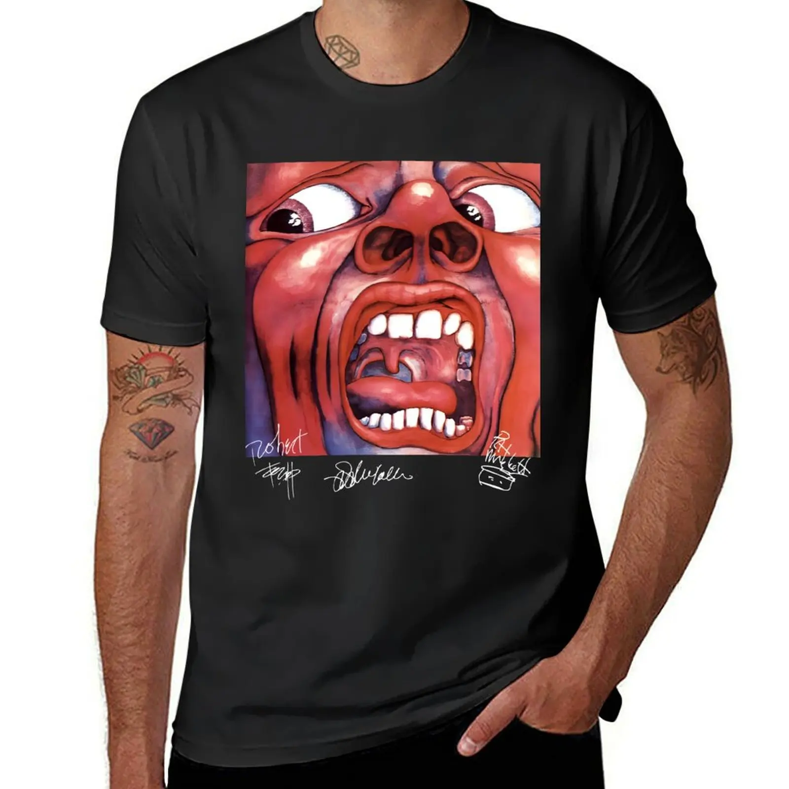 In the Court of the Crimson King album face red T-Shirt Aesthetic clothing blacks cute clothes new edition t shirts for men