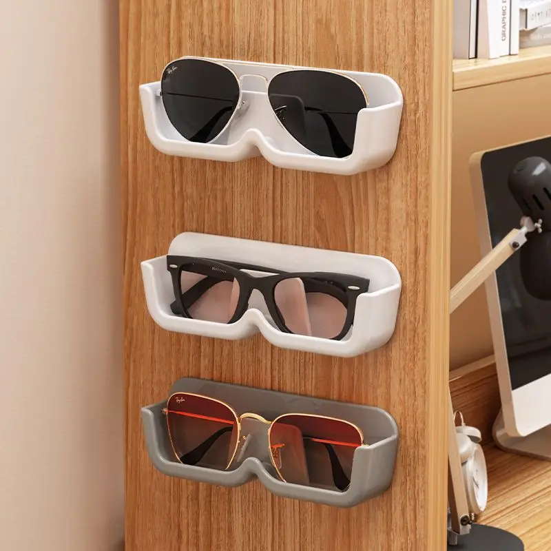 1Pc Wall Sunglasses Show Rack Holders Wall-mounted No Punch Eyeglasses Storage Glasses Shelf Home Organizer Space Saving Shelf