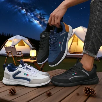 أحذية رياضية رجالية رفيعة قابلة للتنفس من جلد البولي يوريثان أحذية تسلق للرجال في الهواء الطلق نعل مطاطي ناعم للركض والرحلات والمشي حذاء رياضي 6