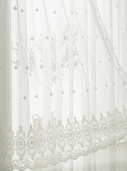 Chinese Modern Simple Ruyi Embroidered Gauze Curtain Curtains for Living Dining Room Bedroom Breathable,Translucent Nordic Style 5
