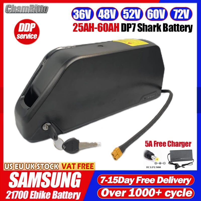 Batteria per bici elettrica 36V 48V 52V 25Ah 30Ah 40Ah 50Ah 60Ah Litio Hailong 60V 72V 1000W 2000W 3000W Kit di conversione e-bike
