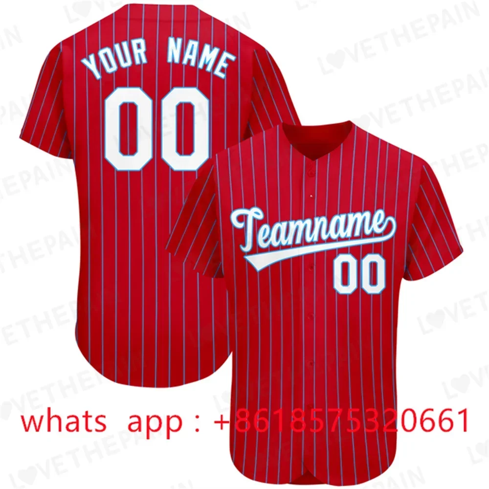 Baseball Jersey Print Personal Team Shirt Name Number Stripe Hip Hop Sportswear Baseball T-shirt Men/Women/Kids Clothing