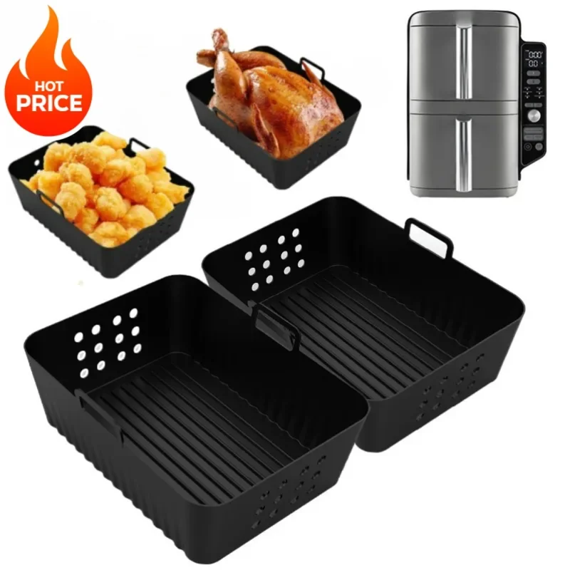 Air Fryer Silicone Liners 2Pcs/1Pcs for Ninja SL400 SL401 Stack XL Basket Reusable AirFryer Baking Tray Accessories