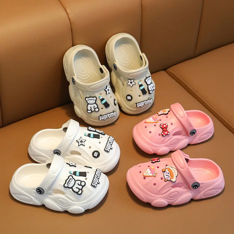 kid Sandals Summer Cartoon Cute kids Shoe Hollow platform Casual Girl Shoe Soft Sole Two Wear Slippers Anti slip boy Beach