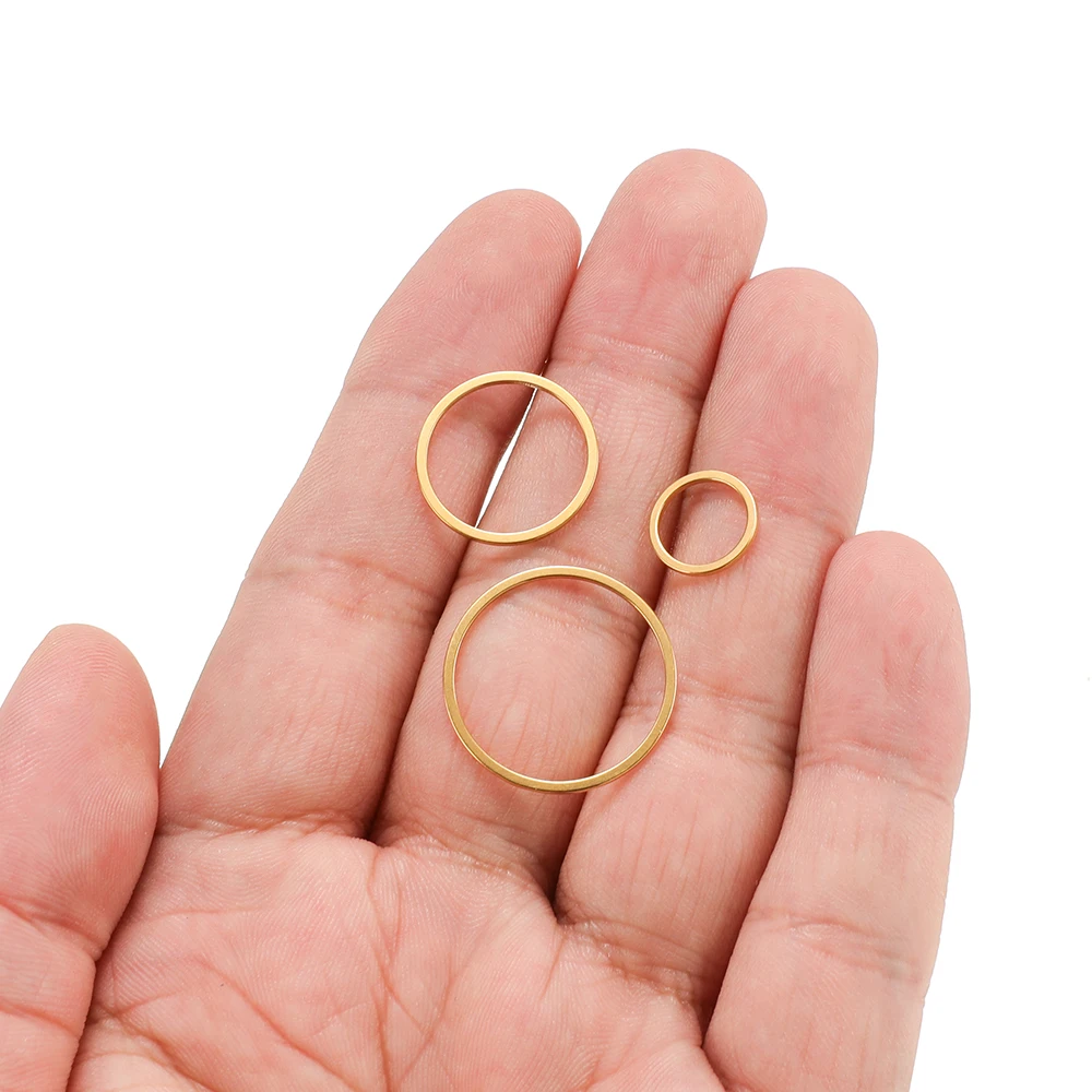 20 Stück flache Lünetten aus Edelstahl, hohle Anhänger, Kreise, Charm-Ohrringe, Ringe, Drahtreifen, Anhänger für DIY-Halsketten-Schmuckherstellung – Detail 16