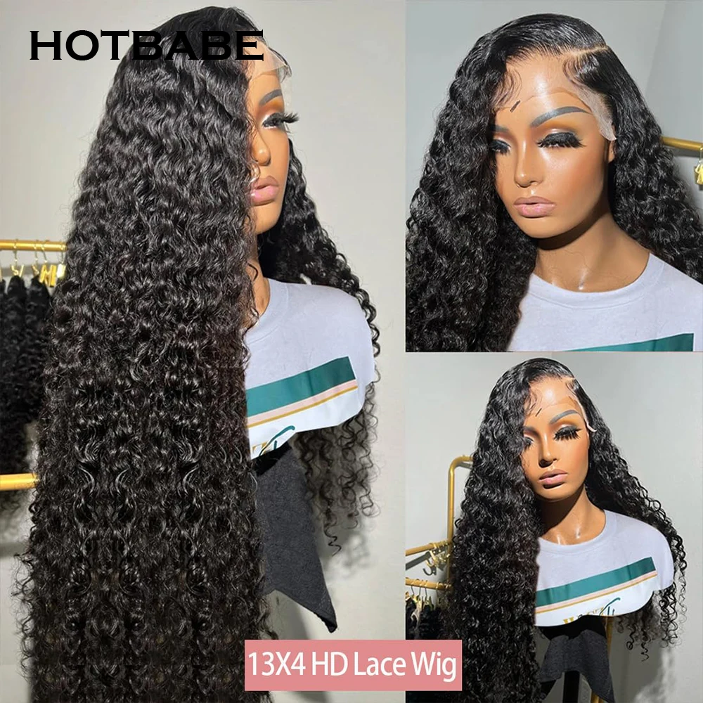 250 Density Glueless Wig Water Wave 13x4 HD Lace Frontal Wig Brazilian Preplucked 13x6 Lace Front Wig Curly Human Hair Wig