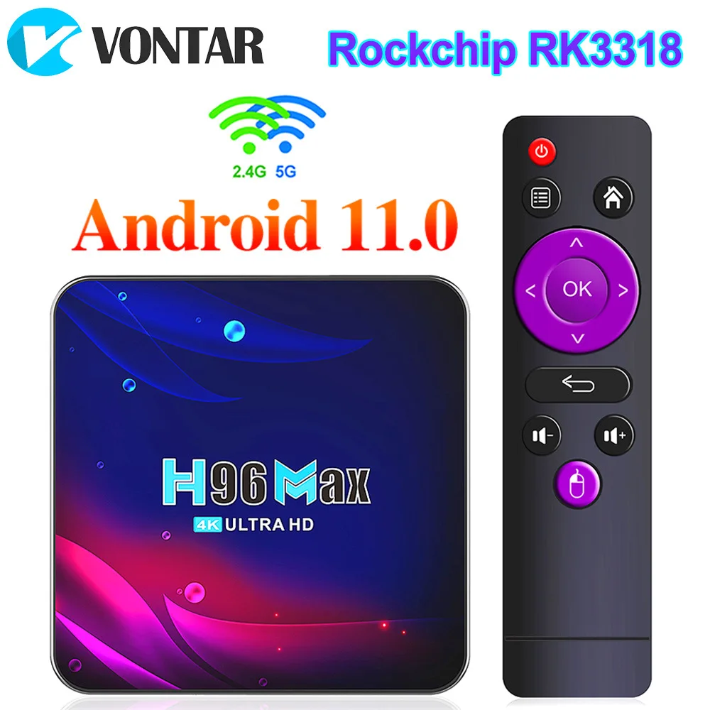 

H96 Max V11 Rk3318 Smart Tv Box Android 11 4g 64gb 32gb Android Tvbox 4k 5g Wifi Youtube Media Player H96max Set Top Box 미늄탑박스