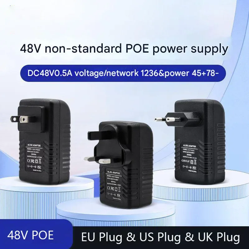 POE Power Supply Adapter 48V 0.5A EU/US/UK Plug for Injector Ethernet IP Camera POE Switch NVR Router for CCTV Security Camera