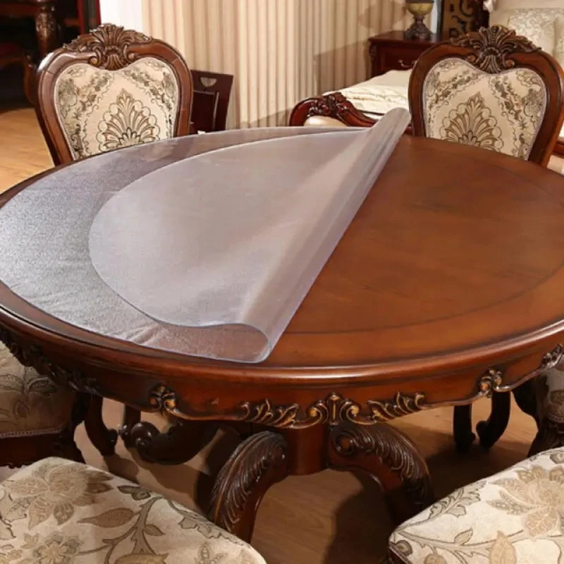 

Round Tablecloth Transparent Soft PVC Waterproof Oilprpoof Living Room Dining Tables Kitchen Desk Protector Home Decor