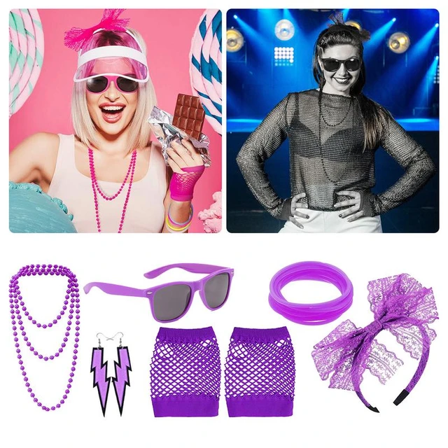 80 s Fancy Dress accessori per costumi 80 stili abbigliamento per le donne  abiti da festa attraente vestito anni '80 per le donne con Super -  AliExpress