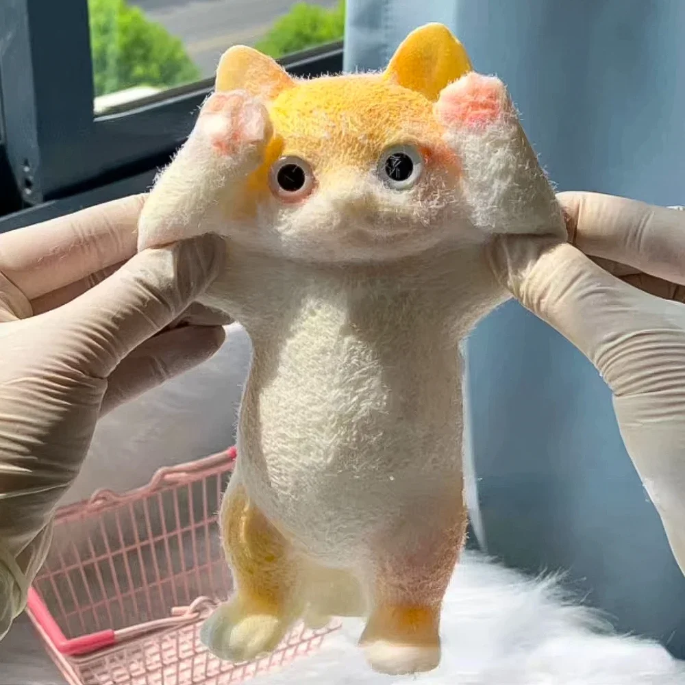 Squishy Cute Flocking Cat Stress Relief Toy for Kids and Adults