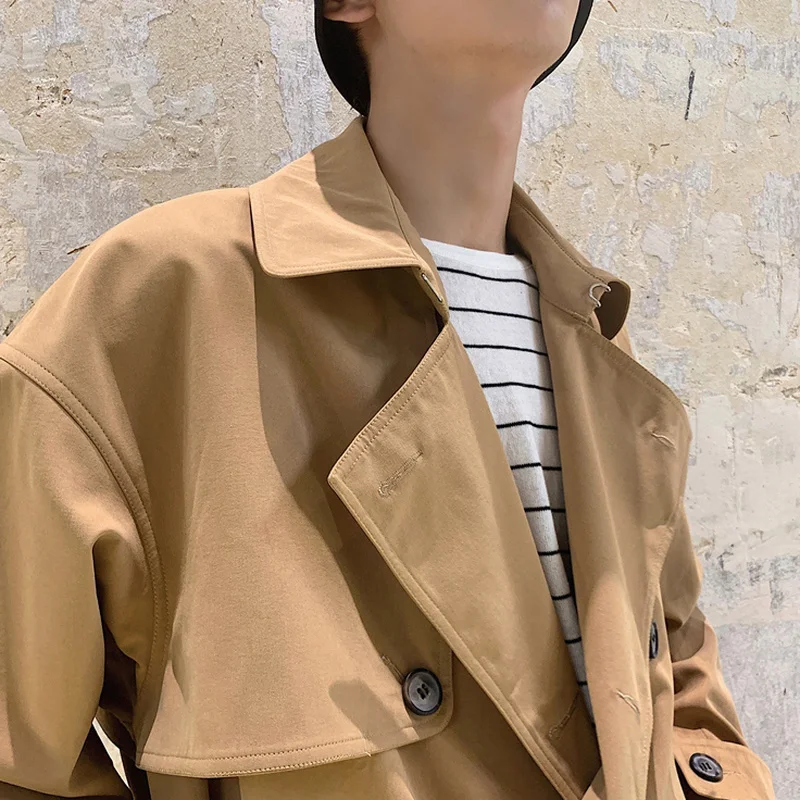 Men Khaki Trench Double Breasted Belt Long Windbreaker Male Handsome Autumn Winter Thicken Overcoat England Style Punk Coats New