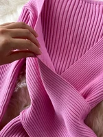 YuooMuoo Autumn Winter 2025 Women Dress Elegant Cross V-neck Slim Waist Knitted Bodycon Dress Korean Office Lady Vestidos - Image 5