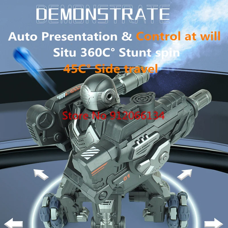 4WD Multiplayer Combat 6 Life RC Robot 3D Rotation Fire Bullet Auto Demo Lighting Sound Effects Remote Control Stunt Robot Toy 5