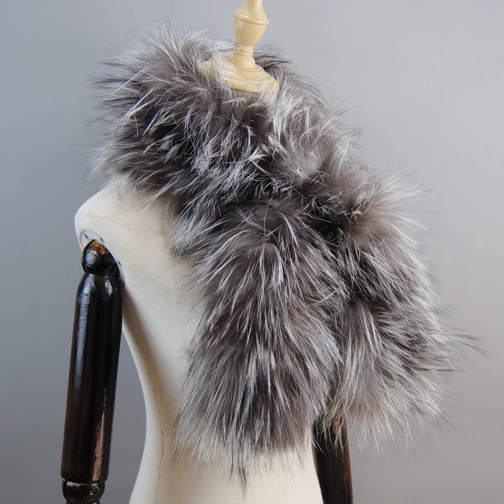 2025 New Women Winter Warm Natural Fox Fur Scarf Ring Knit Real Fox Fur Lady Fashion Neckerchief Scarves Women Real Bandana women fox fur scarf