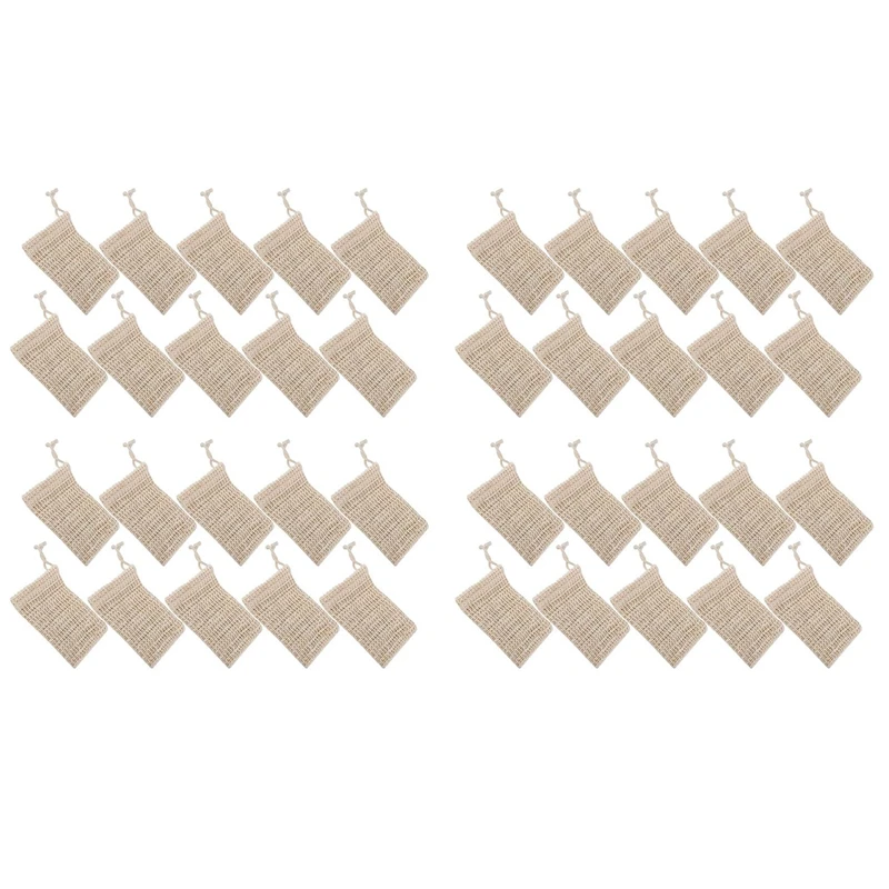 

40 Pack Natural Sisal Soap Bag Exfoliating Soap Saver Pouch Holder