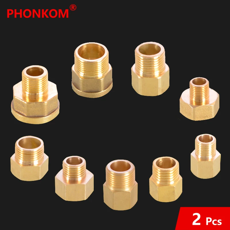 

PHONKOM Reducing Joint Brass Pipe Fitting Hex 1/8" 1/4" 3/8" 1/2"DN8 Female to Male Copper Thread Connector for Water Oil Gas