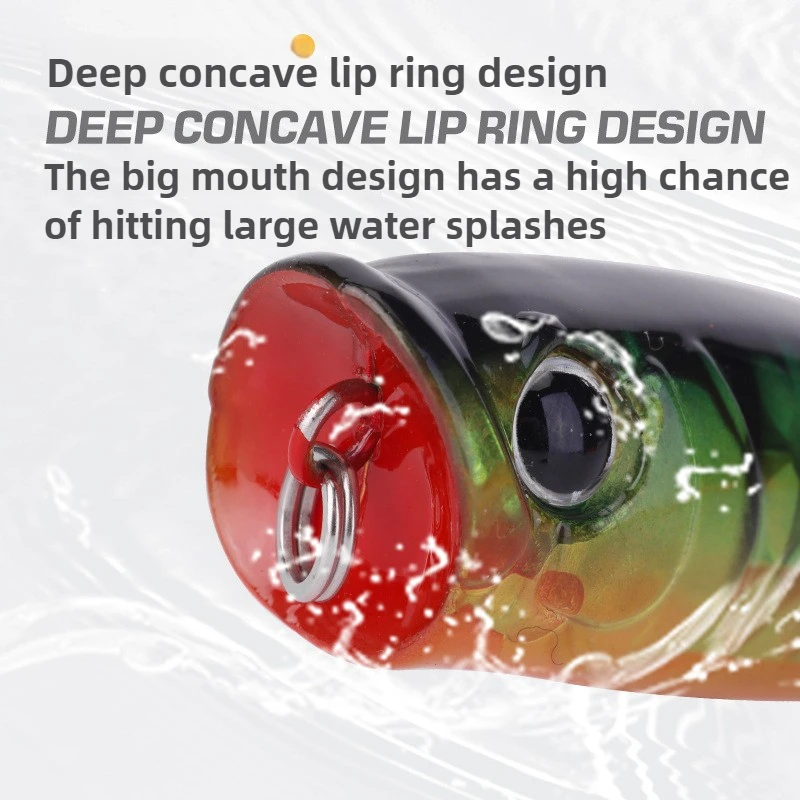Topwater Popper Fishing Lures 3D Hit The Water Wave FLoating Hard Bait Big Mouth Big Splash for Perch Bass Predatory carp - 4