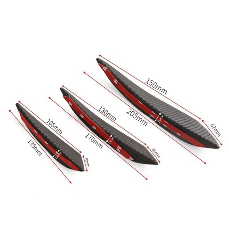 Premium Carbon Fiber Front Bumper Lip Spoiler & Diffuser Fin Set