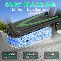 JUICEASE-Trottinette électrique ESBS/ESBSPRO, 500W, 54.6V, 10.4Ah/22,5 Ah, batterie de grande capacité, 45/100km d'autonomie, 35 km/h, 14 pouces 4
