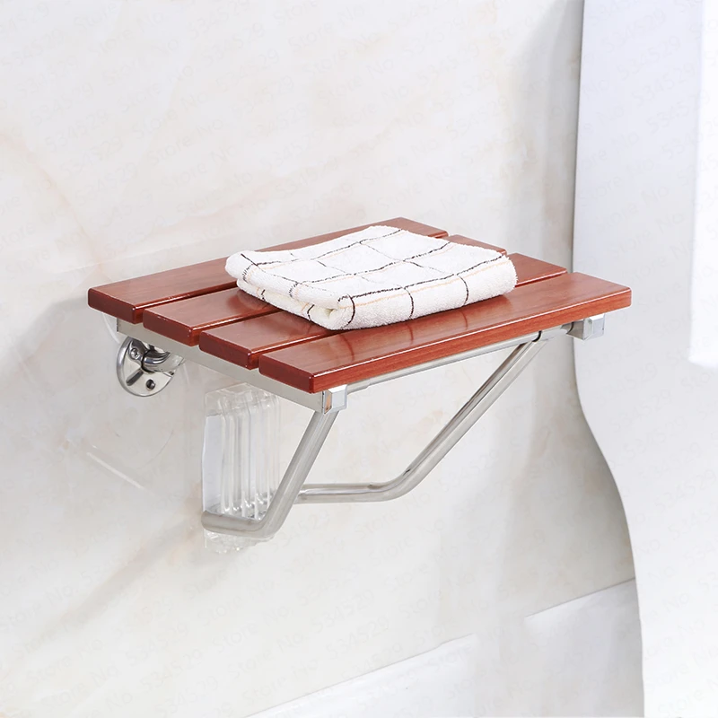 

Solid Wood Bath Stool Folding Stool Bathroom Wall Seat Bench Non-slip Shower Chair Living Room Hanging Furniture Anti-corrosion