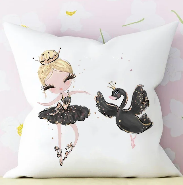 Cushion Cover Pillow Case Cover Nursing Pillow Cover Baby Pillow Cover Princess Ballerina Nursery Cushion Cover Pink Baby Girl Room Decor Nursery Decorative Cushion Pillowcase 45x45cm