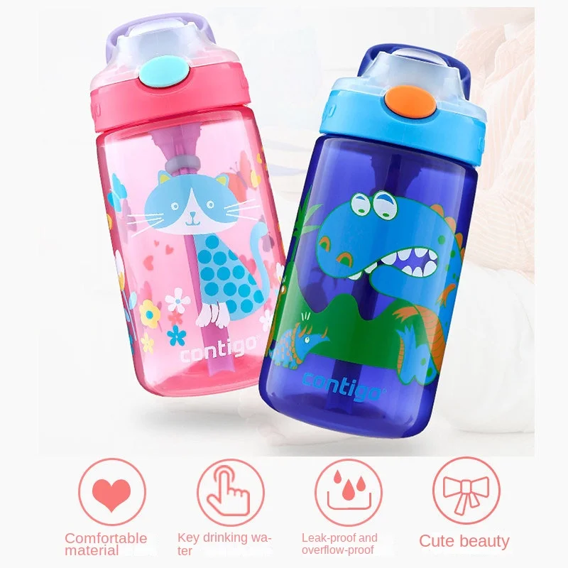 Contigo Candic 빨대 컵 어린이 물컵, 가정용 플라스틱  컵, 오리 충전 하이 뷰티 컵, 400ml