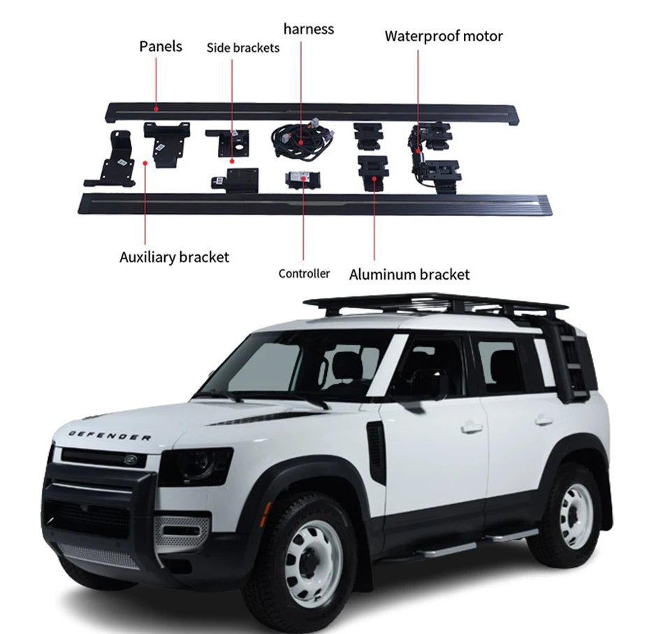 

Newest Model Electric Side Steps For Defender 110 2023 Running Board Aluminum Electric Side Step