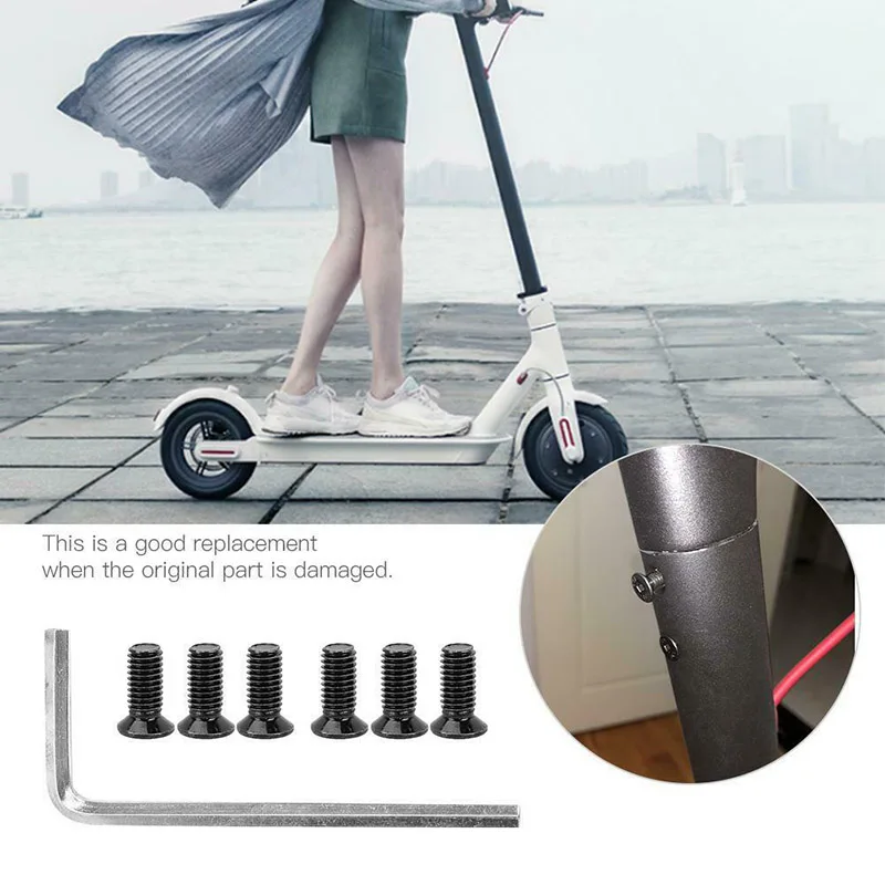 

For Xiaomi M365 Electric Scooter Handlebar Front Fork Tube Pole To Base Electric Scooter Inner Hexagonal Handle W/ 10*Screws Nut