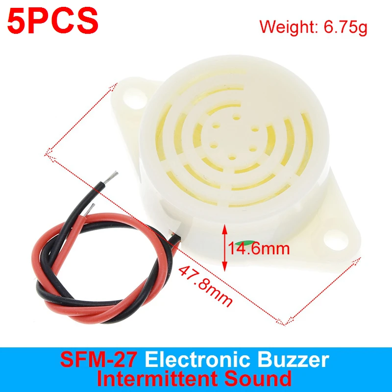 High-Decibel Electronic Buzzer with Intermittent & Continuous Alarm Beep