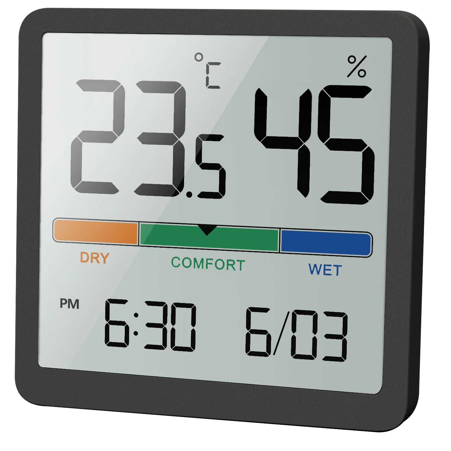 

LCD Digital Thermometer Hygrometer Humidity Clock High-precision Indoor Home Bedroom Baby Room Temperature Monitor with Magnet