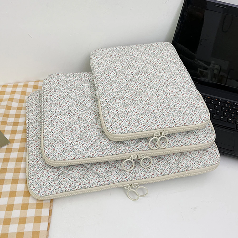 Flower Printed Laptop Carrying Case Quilted Notebook Case Cute Computer ...