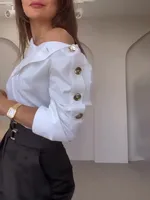 New Fashion Shirt For Women Women 2025 Casual Long-sleeve Button Women's Blouse Spring Chic White Tops Office Shirts Female 5