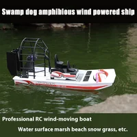 Rc Swamp Dog Wind Boat Aerodynamic Remote Control Electric Boat Model Toy Diy Amphibious Rescue Air Cushion Boat Toy 1