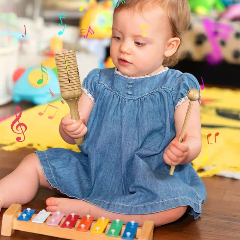 Latin Percussion Musical Instruments Crow Sounder Guiro Wooden Musical Percussion Instrument Educational Toy Latin Single