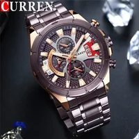 CURREN New Man WristWatch Waterproof Chronograph Men Watch Military Top Brand Luxury Brown Stainless Steel Sport Male Clock 8401 1