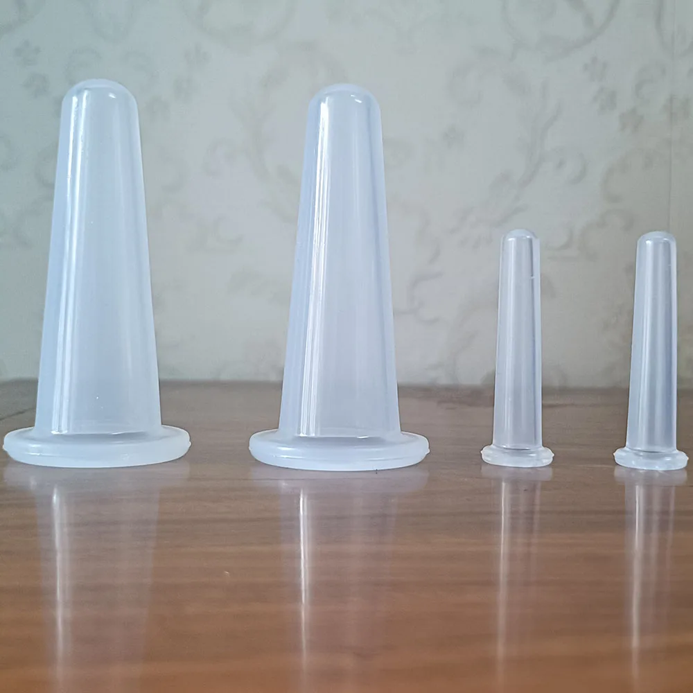 Silicone Vacuum Cupping Massage Jars Anti Cellulite Massage Facial Suction Cups Face Neck Lift Skin Scraping Beauty Tool 4PCS