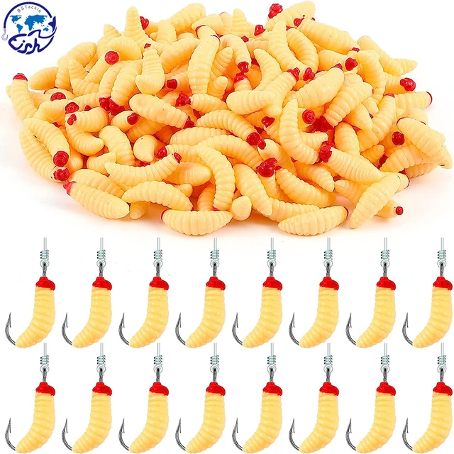 Soft Maggot Baits Fake Worms for Fishing Bass Fishing Lures for Freshwater  Artificial Wax Worms Gross Plastic Worms Ice Fishing - AliExpress