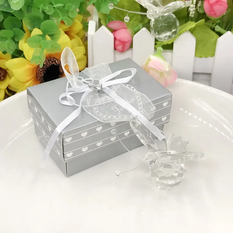 6pcs Crystal Glass Butterfly Decorations Baby Shower Favors Crystal