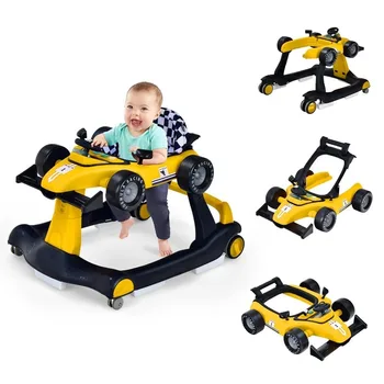 3-in-1 Car Baby Walker with Wheels Foldable Racer Baby Activity Walker with Adjustable Height Music Learn to Walk Gift Boy Girl 1
