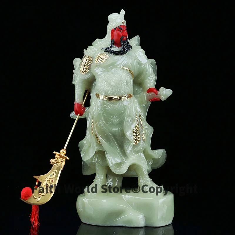 

48CM Large Huge High-grade Home SHOP Talisman Mascot Money Drawing Martial God of wealth RED Guan gong jade gilding Sculpture