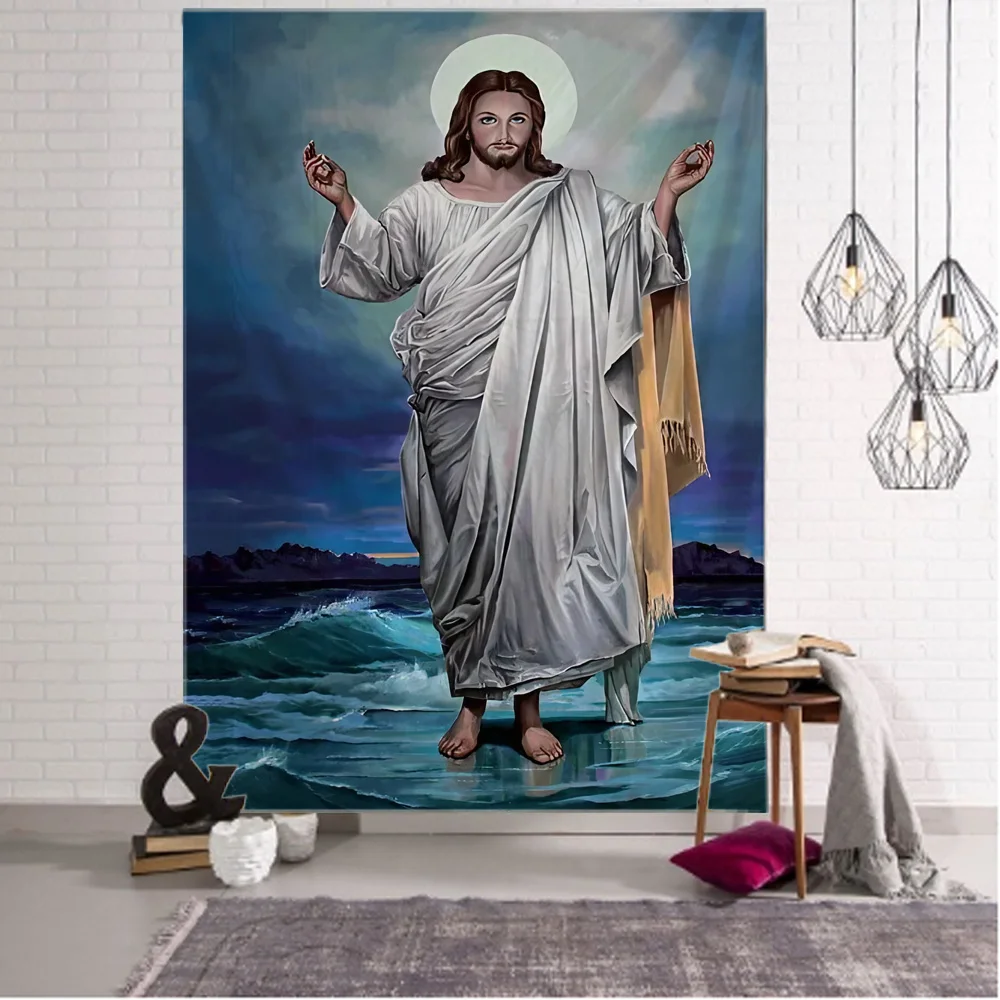 Jesus Christ tapestry wall hanging vintage oil painting tapestry home background cloth bedroom living room wall decoration
