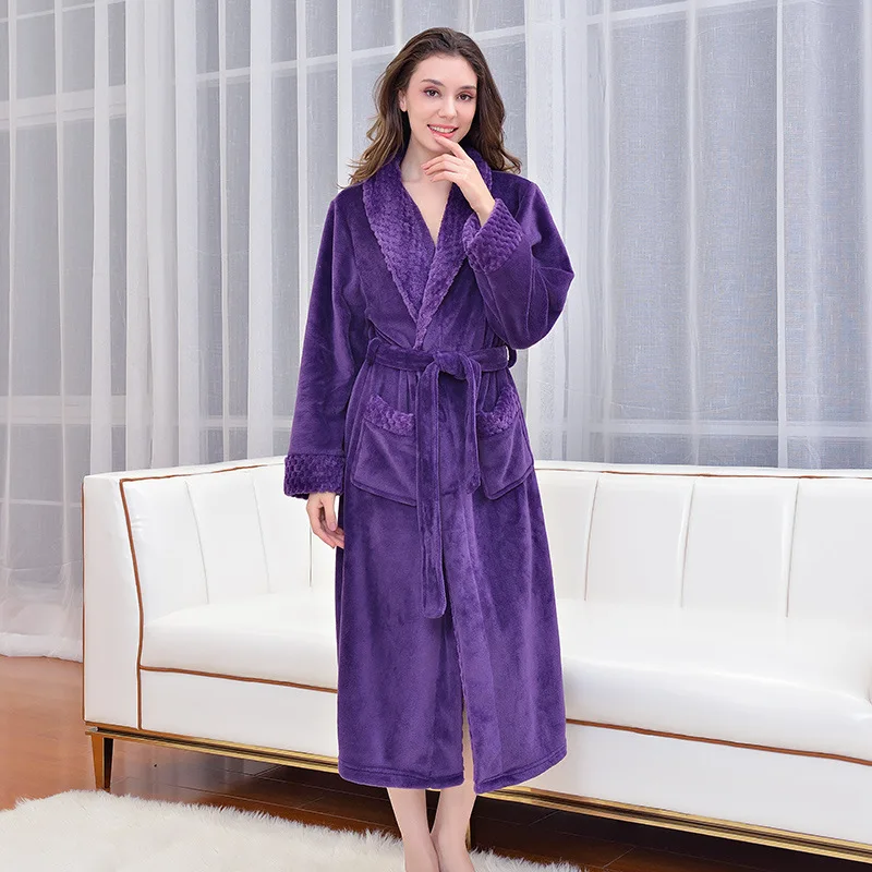 New Winter thickened Robe Couple Pajamas sleepwear pajamas cotton bathrobe Multi-Coloured Flannel Bathrobe Absorbent and Warm Soft and Comfortable